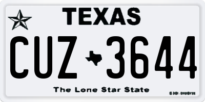 TX license plate CUZ3644