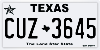 TX license plate CUZ3645