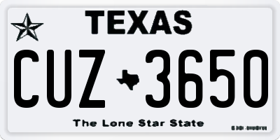 TX license plate CUZ3650