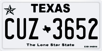 TX license plate CUZ3652