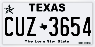 TX license plate CUZ3654