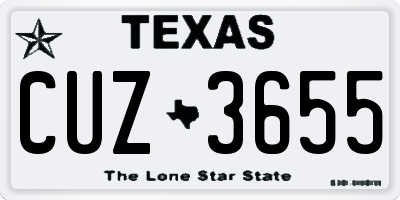 TX license plate CUZ3655