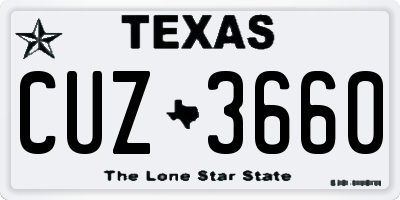 TX license plate CUZ3660
