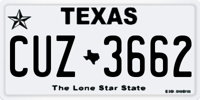 TX license plate CUZ3662