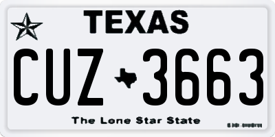 TX license plate CUZ3663