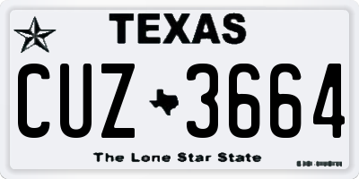 TX license plate CUZ3664