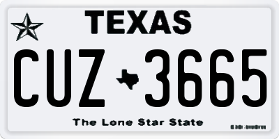 TX license plate CUZ3665