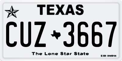 TX license plate CUZ3667