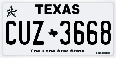 TX license plate CUZ3668