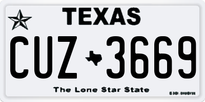 TX license plate CUZ3669