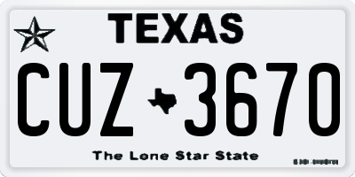 TX license plate CUZ3670