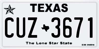 TX license plate CUZ3671