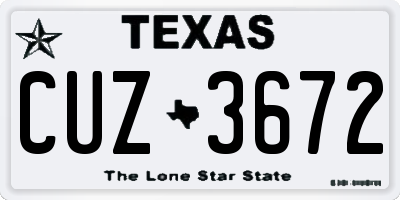 TX license plate CUZ3672