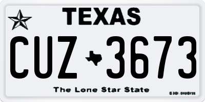 TX license plate CUZ3673