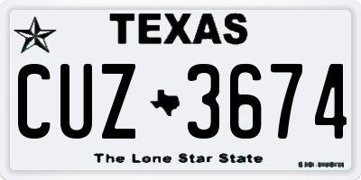 TX license plate CUZ3674