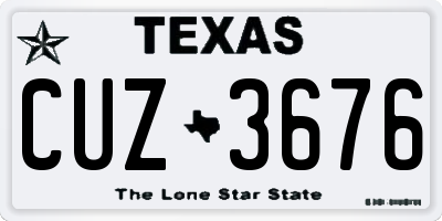 TX license plate CUZ3676