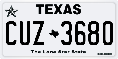 TX license plate CUZ3680