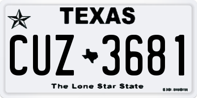 TX license plate CUZ3681