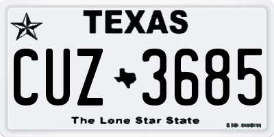 TX license plate CUZ3685