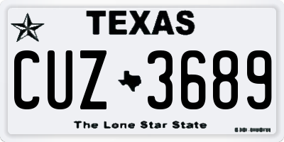 TX license plate CUZ3689