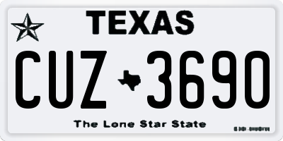TX license plate CUZ3690