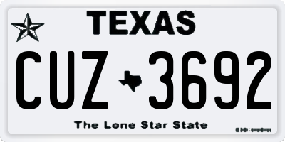 TX license plate CUZ3692