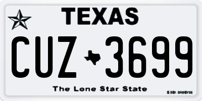 TX license plate CUZ3699