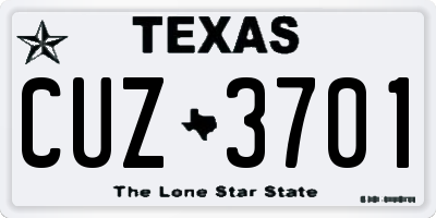 TX license plate CUZ3701