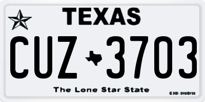 TX license plate CUZ3703
