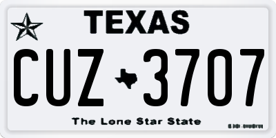 TX license plate CUZ3707