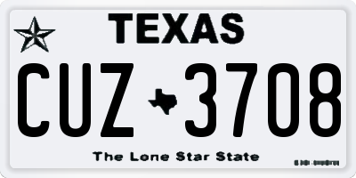 TX license plate CUZ3708