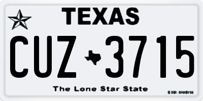 TX license plate CUZ3715