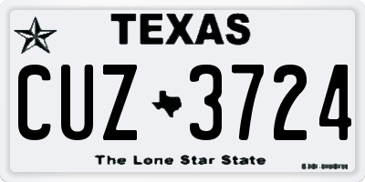 TX license plate CUZ3724