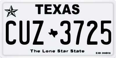 TX license plate CUZ3725
