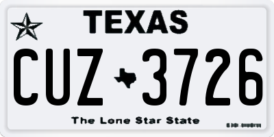 TX license plate CUZ3726