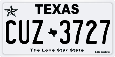 TX license plate CUZ3727