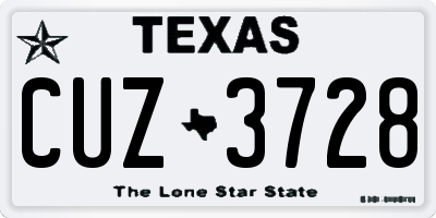 TX license plate CUZ3728
