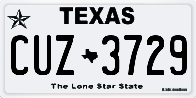 TX license plate CUZ3729