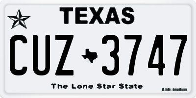 TX license plate CUZ3747