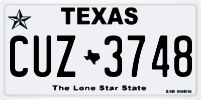 TX license plate CUZ3748
