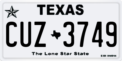 TX license plate CUZ3749