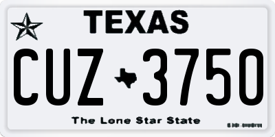 TX license plate CUZ3750