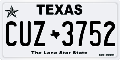 TX license plate CUZ3752