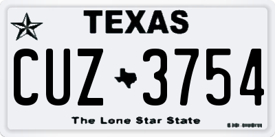 TX license plate CUZ3754