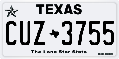 TX license plate CUZ3755