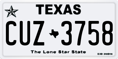 TX license plate CUZ3758