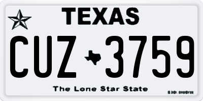 TX license plate CUZ3759