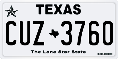 TX license plate CUZ3760