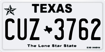 TX license plate CUZ3762