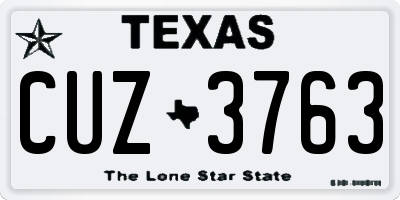 TX license plate CUZ3763